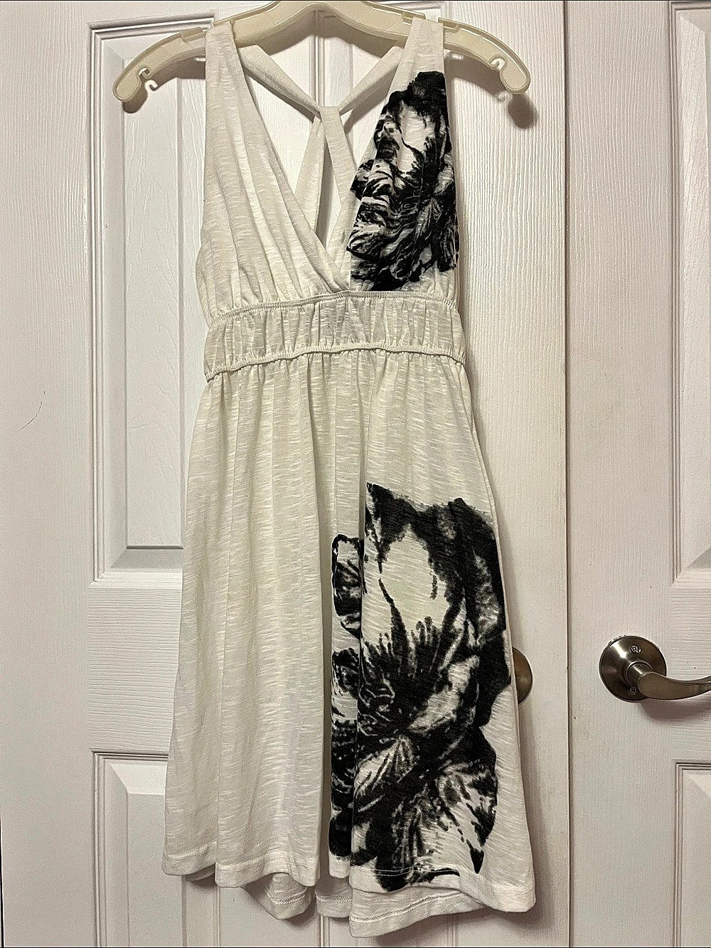 Ambrosia Floral Halter Midi Dress in White & Black